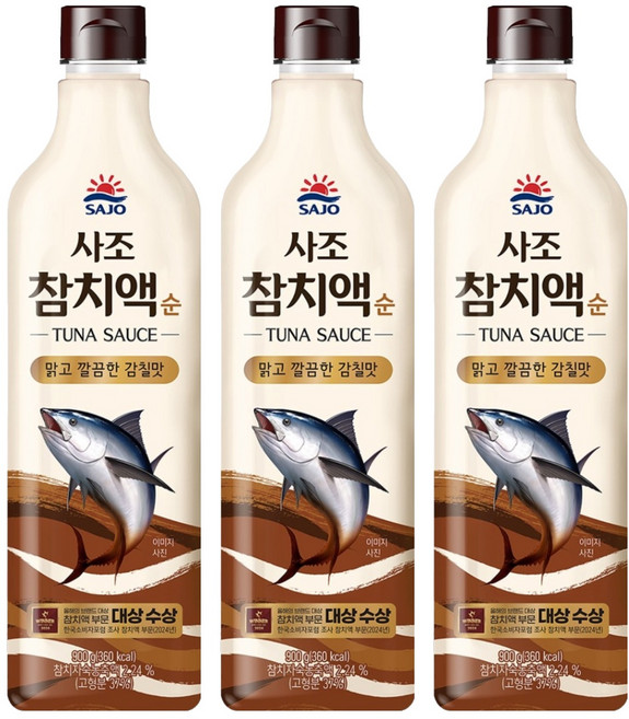 사조 참치액 순, 900g, 3개