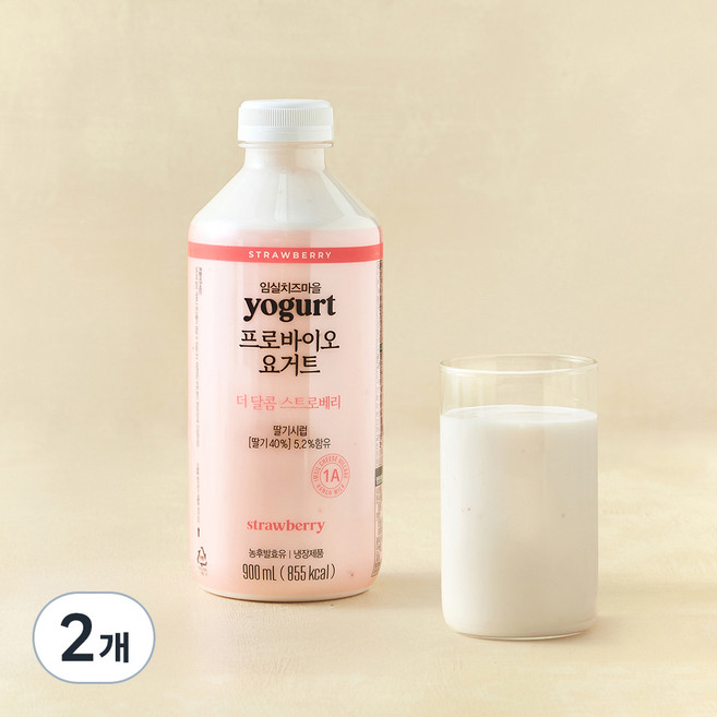 숲골 임실치즈마을 프로바이오 요거트 딸기, 900ml, 1개입, 2개