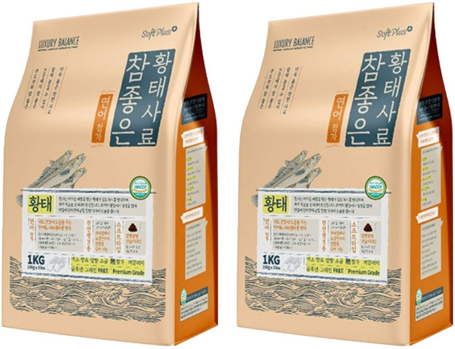 럭셔리발란스 전연령 강아지 소프트플러스 참좋은 황태 소프트사료, 연어, 1kg, 2개