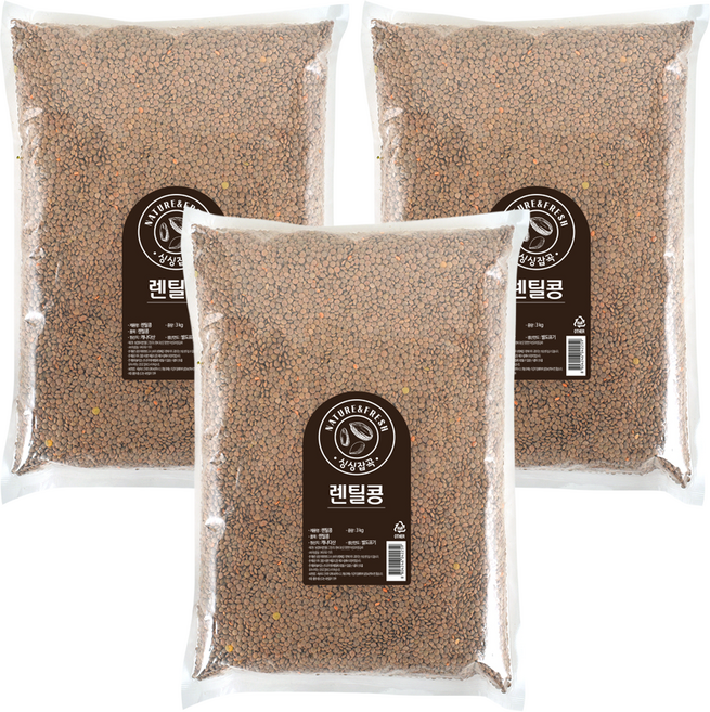 월드그린 싱싱 렌틸콩, 3kg, 3개