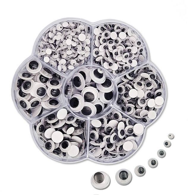 나홈 접착식 입체 눈알 스티커 700p 세트, 블랙, 1세트