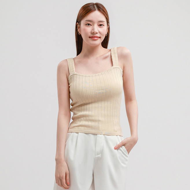 엘쏘 여성용 슬림핏 골지 니트 탑 나시
