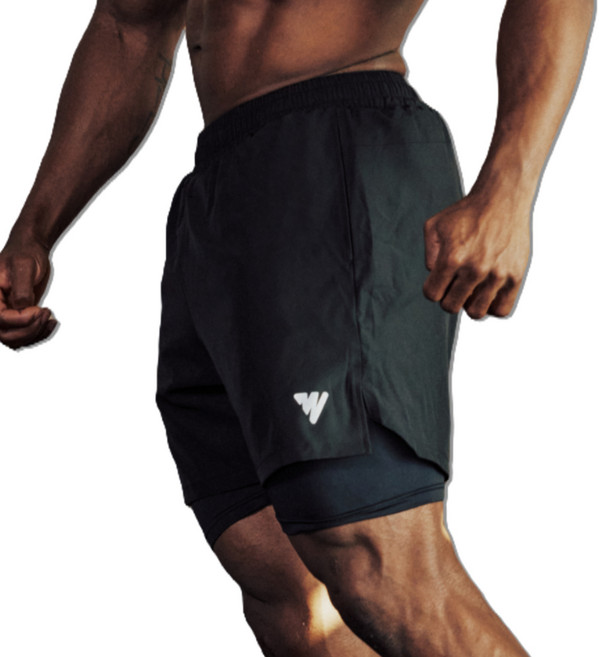 윈어블 남성용 운동 쿨링 5부 밴딩 레깅스 반바지, 블랙, 1개