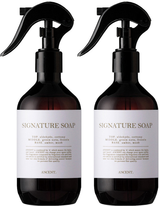 에이센트 드레스 퍼퓸 탈취제 시그니처솝 본품, 2개, 250ml