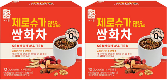녹차원 제로슈가 쌍화차, 2개, 20개입, 15g