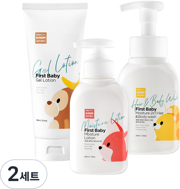 케이맘 베이비 처음 헤어 앤 바디워시 290ml + 보습 로션 225ml + 젤로션 160ml 여름 수분 세트, 2세트