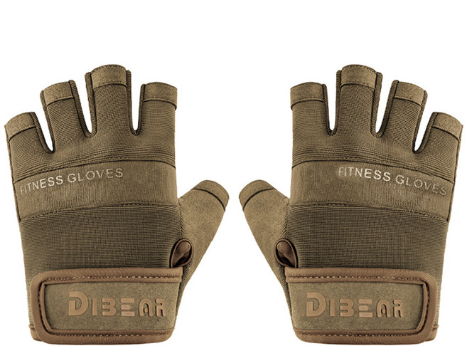 댓츠댓 인체공학 고강도 헬스장갑 양손착용 세트, 브라운