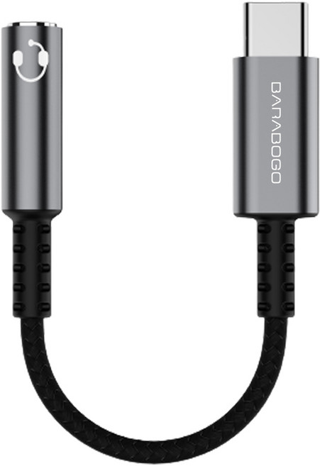 바라보고 USB C타입 TO 3.5mm DAC 내장 이어폰 오디오 젠더, B15, 다크 그레이, 1개