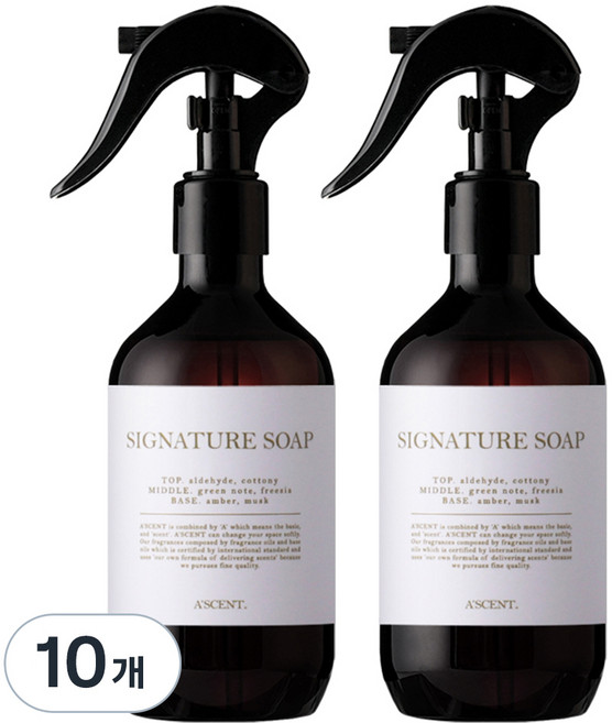 에이센트 드레스 퍼퓸 탈취제 시그니처솝 본품, 10개, 250ml