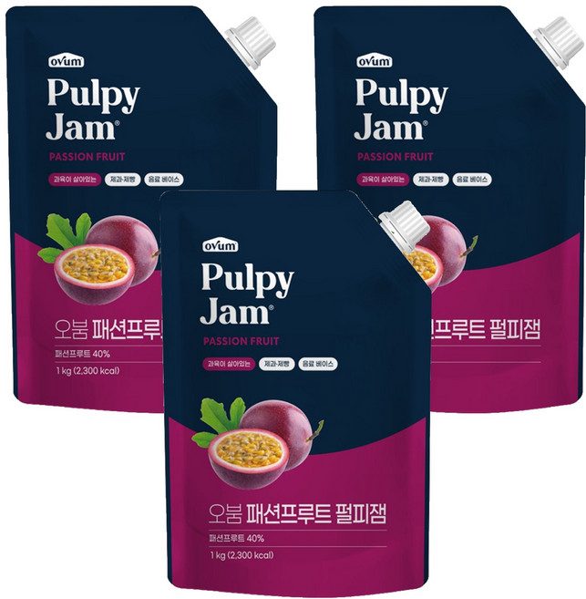 오붐 패션프루트 펄피잼, 3개, 1kg