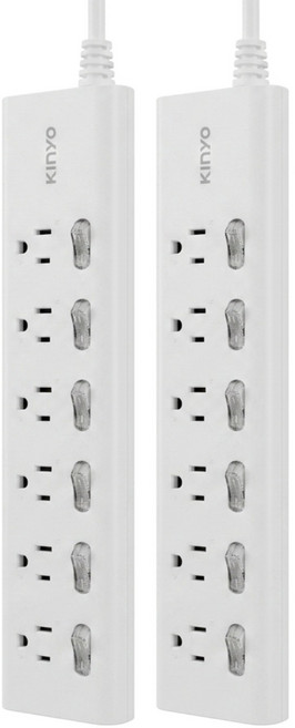 Kinyo 6開6三角延長線 CGT366-6, 1.8m, 白色, 2條