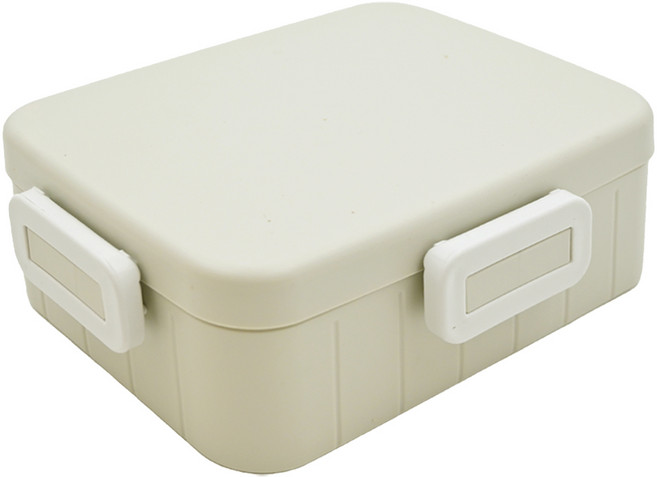 Skater 抗菌四扣單層便當盒 YZFL7AG, 灰白色, 1個