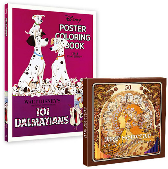 디즈니 포스터 컬러링북 + 아르누보 색연필 50색 지관, 참돌