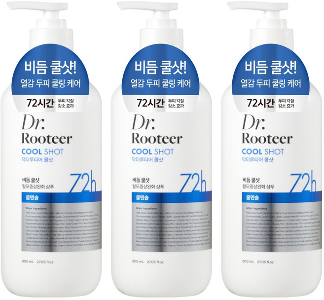 DrRooteer 去屑酷涼緩解脫髮症狀洗髮精 酷涼薄荷, 800ml, 3個