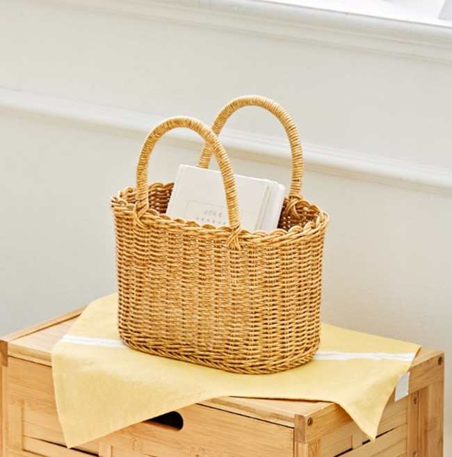 하우스레시피 PP라탄 피크닉 바스켓, 베이지, 1개