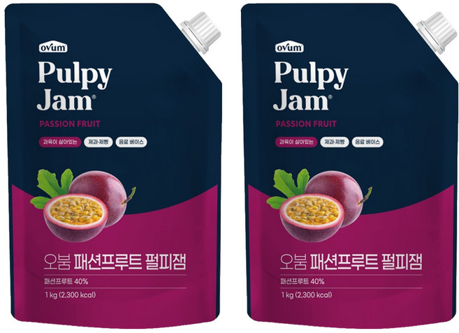 오붐 패션프루트 펄피잼, 2개, 1kg