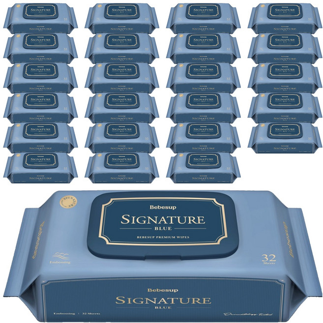 베베숲 시그니처 블루 유아물티슈 캡형, 75g, 32매, 24개