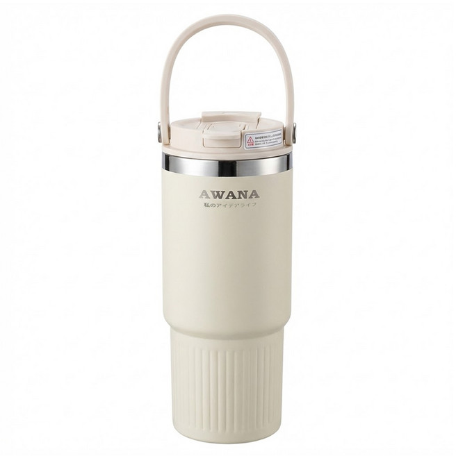 AWANA 手提雙飲口吸管杯 AD-800A, 1個, 800ml, 米白色