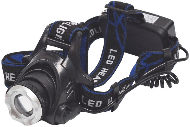 Kinyo USB充電式輕量鋁合金頭燈 LED-719, 黑色, 1個