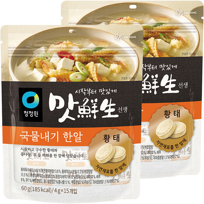 청정원 맛선생 황태 국물내기 한알, 60g, 2개