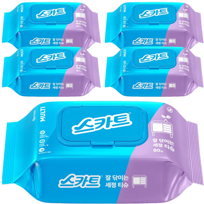 스카트 잘 닦이는 세정티슈, 5개