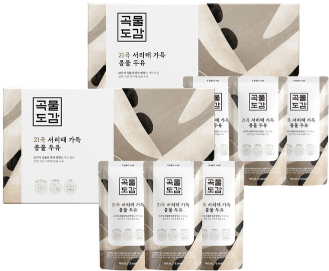 곡물도감 국산 21곡 서리태 가득 콩물두유, 180ml, 30개