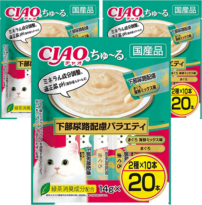 챠오츄르 고양이 짜먹는 간식, 하부요로케어 버라이어티, 14g, 60개