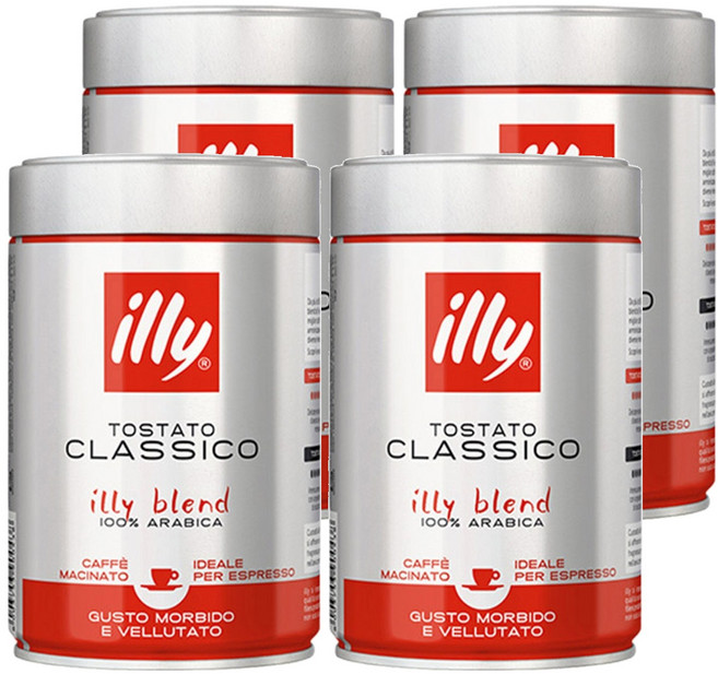 일리 클래식 로스트 그라운드 클라시코 분쇄원두, 에스프레소, 250g, 4개