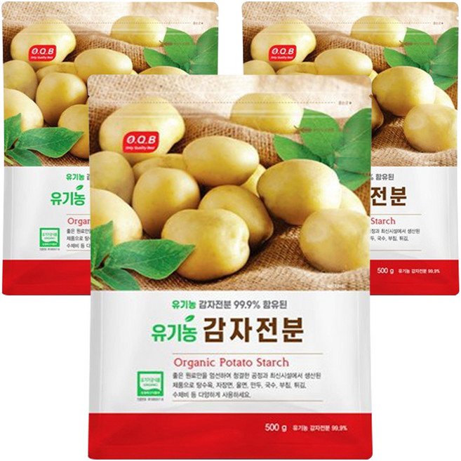 OQB 유기농 감자전분, 500g, 3개