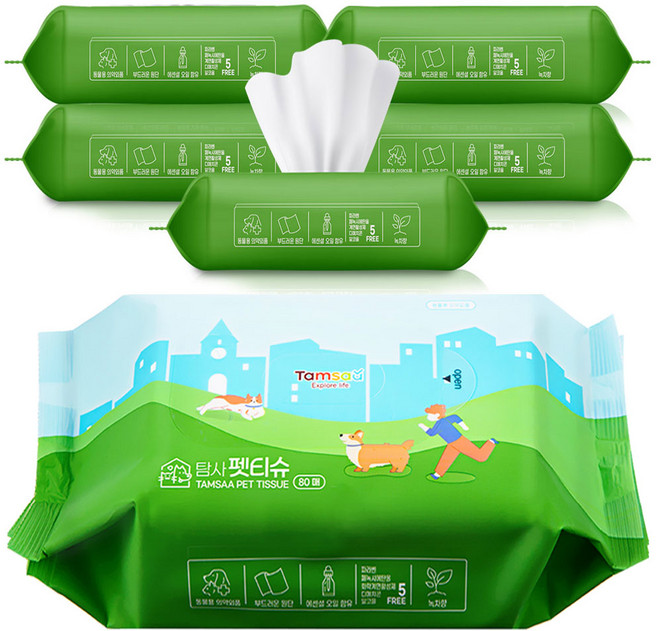 탐사 펫티슈 동물용의약외품 물티슈, 80개입, 6개