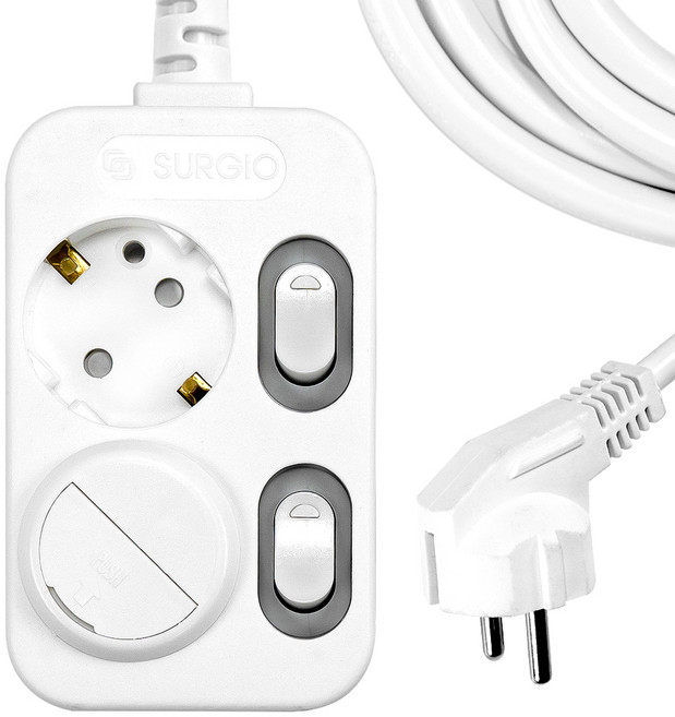 써지오 2구 개별 안전커버 멀티탭 DH-2029-RT + 안전커버, 10m, 혼합색상, 1세트