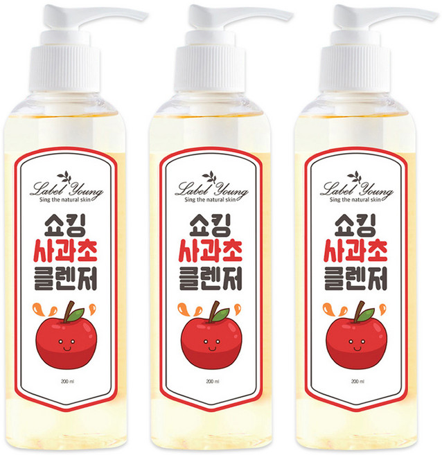 라벨영 쇼킹사과초 클렌저, 3개, 200ml