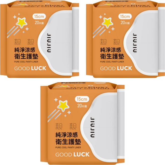 JIUJIU 親親 純淨涼感衛生護墊, 15cm, 20片, 3包, 15cm