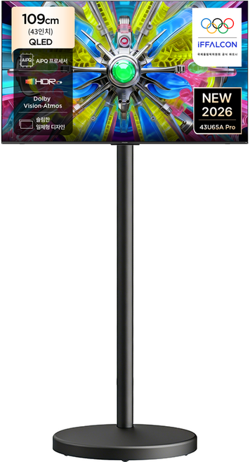 아이팔콘 4K QLED TV + TCL 이동식 TV 스탠드 세트, 43U65A Pro, 고객직접설치, 스탠드형, 109cm(43인치)