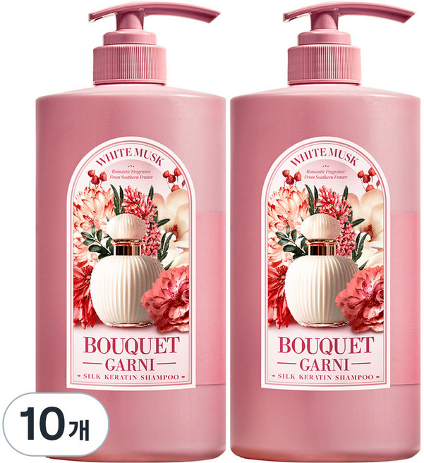 부케가르니 실크 케라틴 샴푸 화이트머스크, 1L, 10개