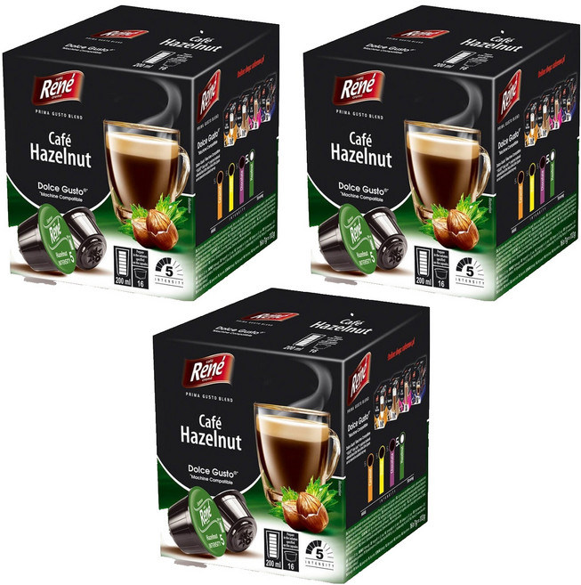 Rene 돌체구스토 호환 캡슐커피 헤이즐넛, 7g, 16개입, 3개