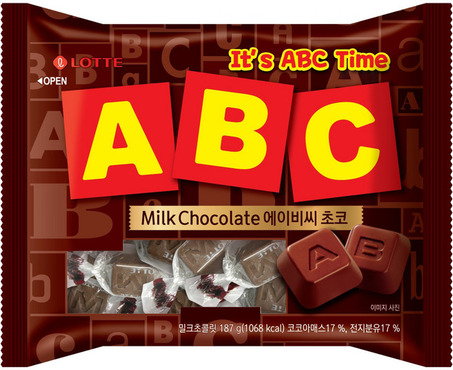 롯데웰푸드 에이비씨 초콜릿, 187g, 1개
