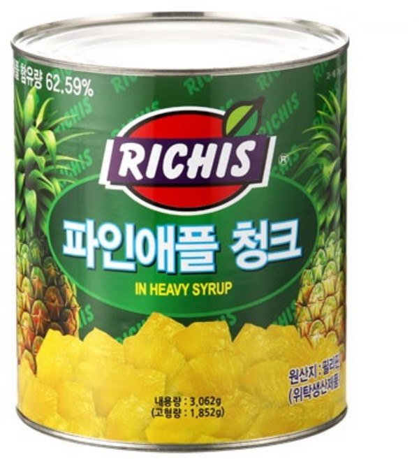리치스 파인애플청크 캔, 3.062kg, 1개