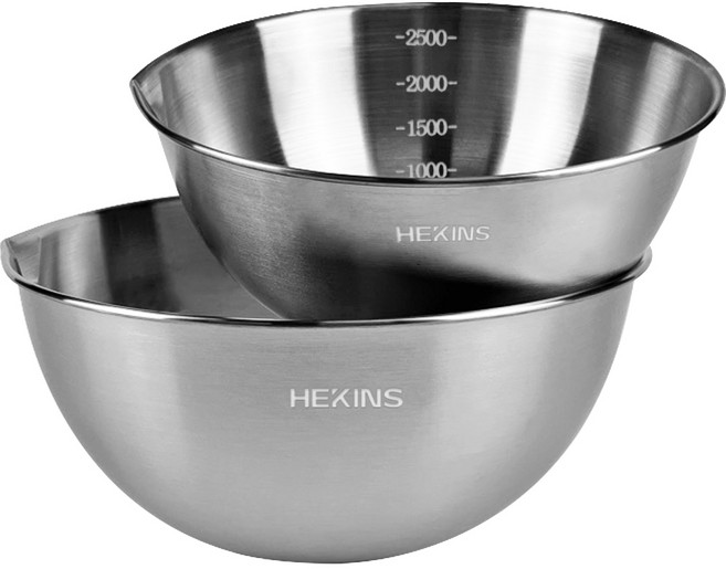 세신유엔씨 스텐레스 눈금계량 믹싱볼 2종 세트, 실버, 1개
