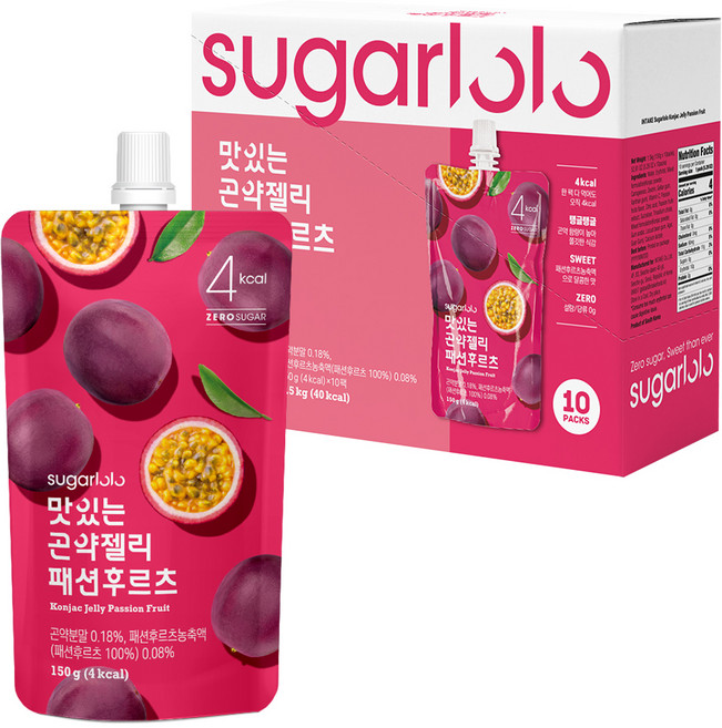 슈가로로 맛있는 곤약젤리 패션후르츠, 150g, 10개