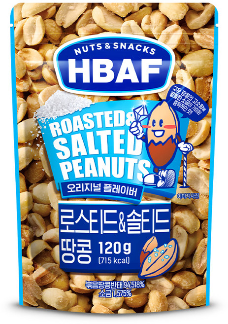 바프 넛츠 앤 스낵스 로스티드 앤 솔티드 땅콩, 120g, 1개
