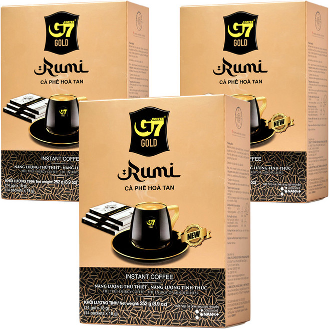 G7 Gold Rumi即溶咖啡粉, 14條, 3盒, 18g