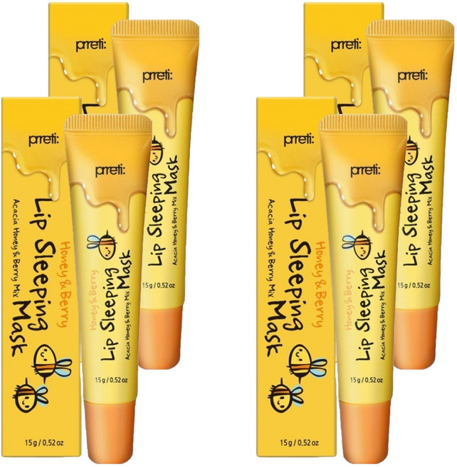 프레티 립 슬리핑 마스크팩, 허니앤베리 립팩, 15g, 4개