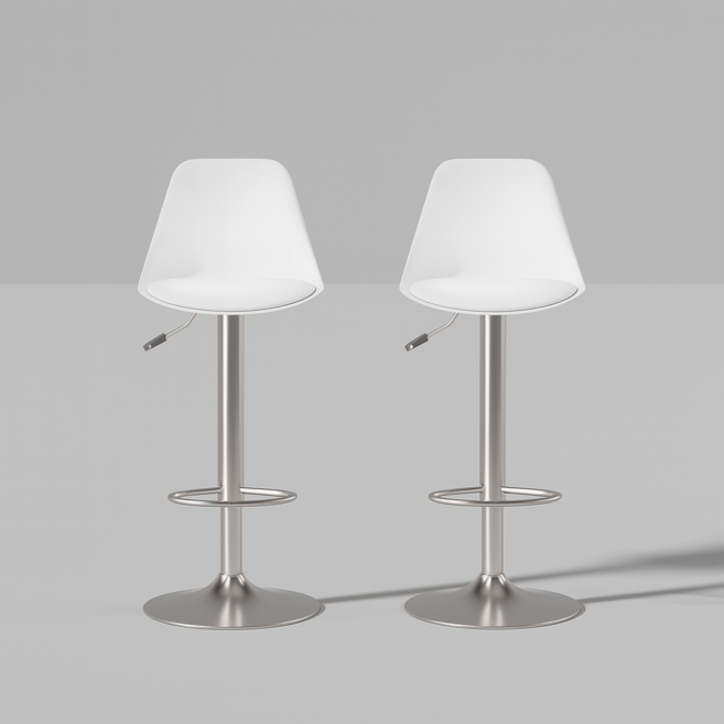 하비티 모던 인테리어 크롬 컴포트 발걸이형 홈바의자, 크롬 화이트, 2개