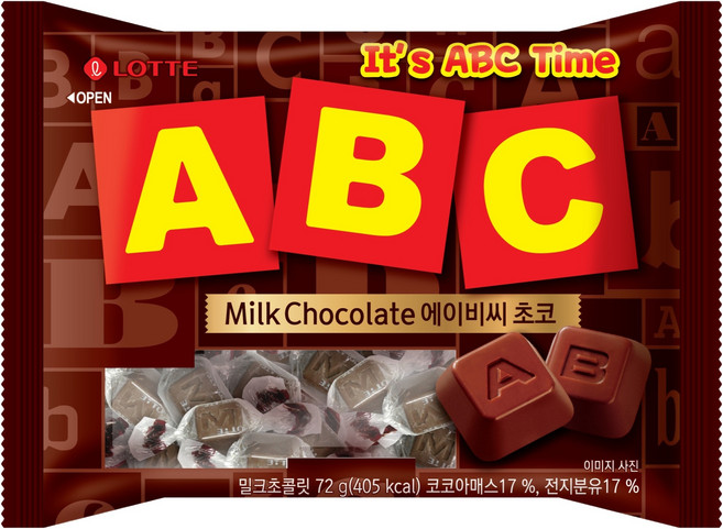 롯데웰푸드 에이비씨 초콜릿, 72g, 1개