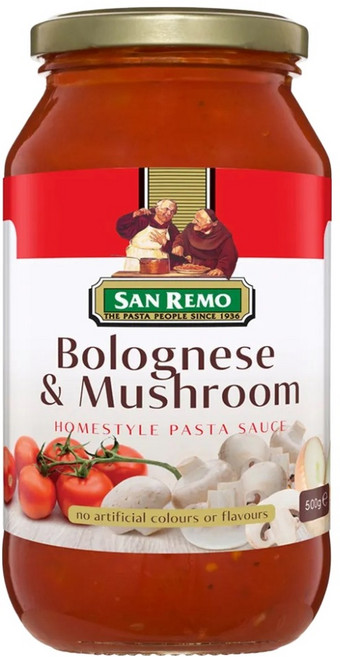 SAN REMO 頂級麵醬 起司蘑菇, 500g, 1罐