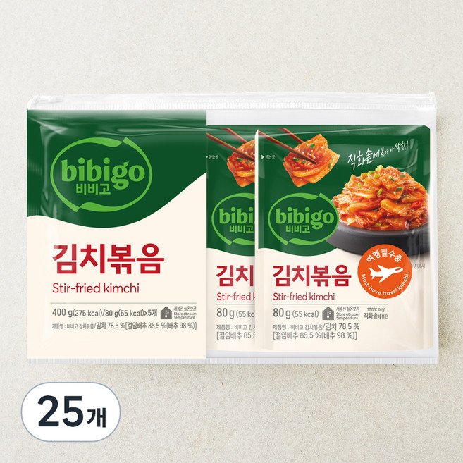 비비고 김치볶음, 80g, 25개
