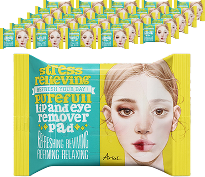 아리얼 스트레스 릴리빙 퓨어풀 립앤아이 리무버 패드 30p, 55g, 30개