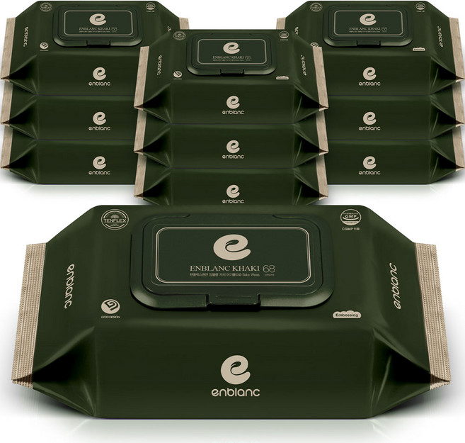 앙블랑 카키 아기물티슈 캡형, 82g, 68매, 10개