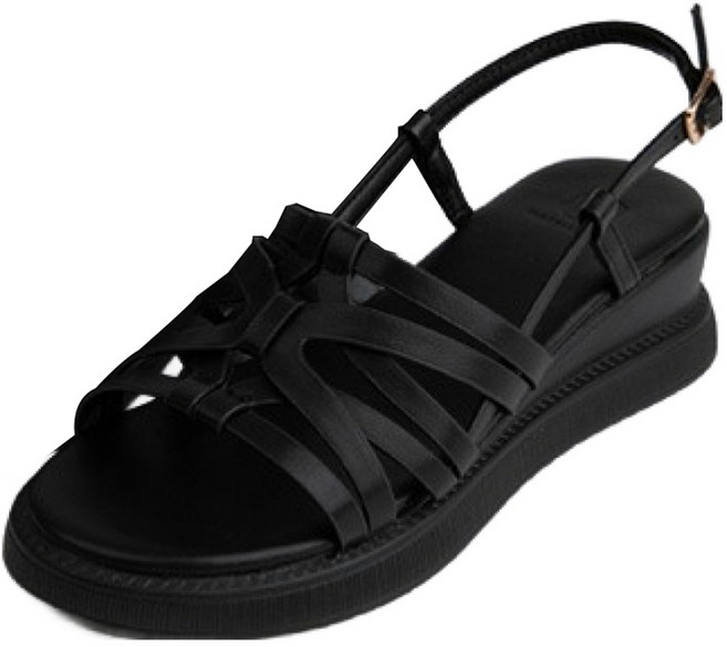 분홍코끼리 여성용 코지무드 꼬임 슬링백 웨지 샌들 5cm